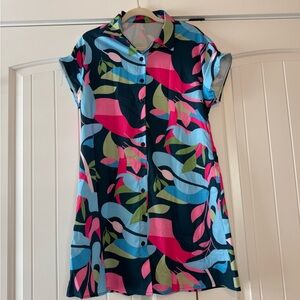 SHEIN Multicolor Patterned button up shirt Dress size small